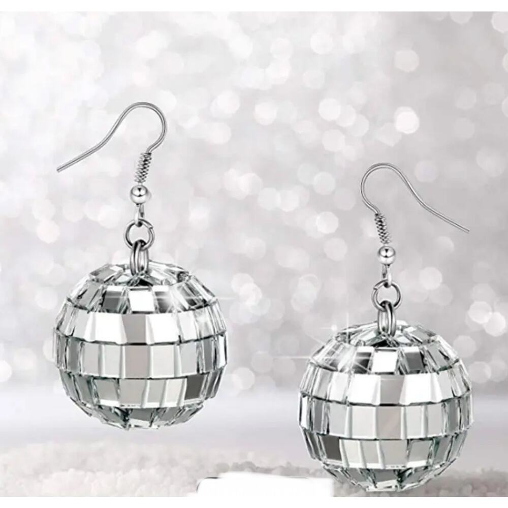 Real Mirror pieces Mirrorball Disco Earrings Perfect for Eras Taylor Swift - Picture 2 of 3